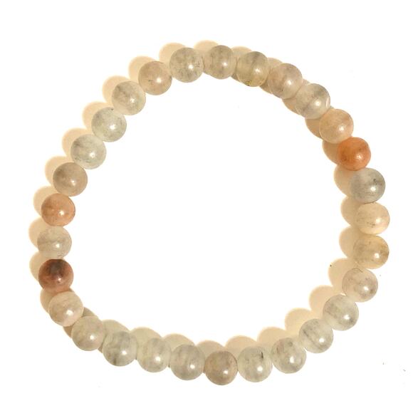 Pink Aventurine Stretch Bracelet Stacking Semi-Precious White Peach Elastic - Picture 6 of 7